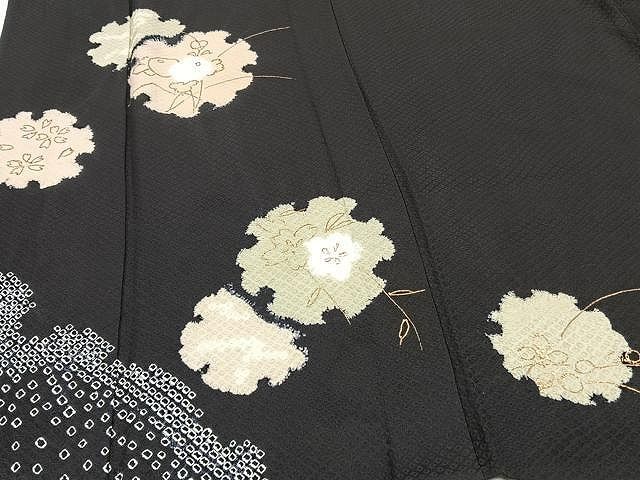 平和屋着物▽訪問着 単衣 絞り 雪輪花文 金彩 正絹 逸品 CAAX2512xi