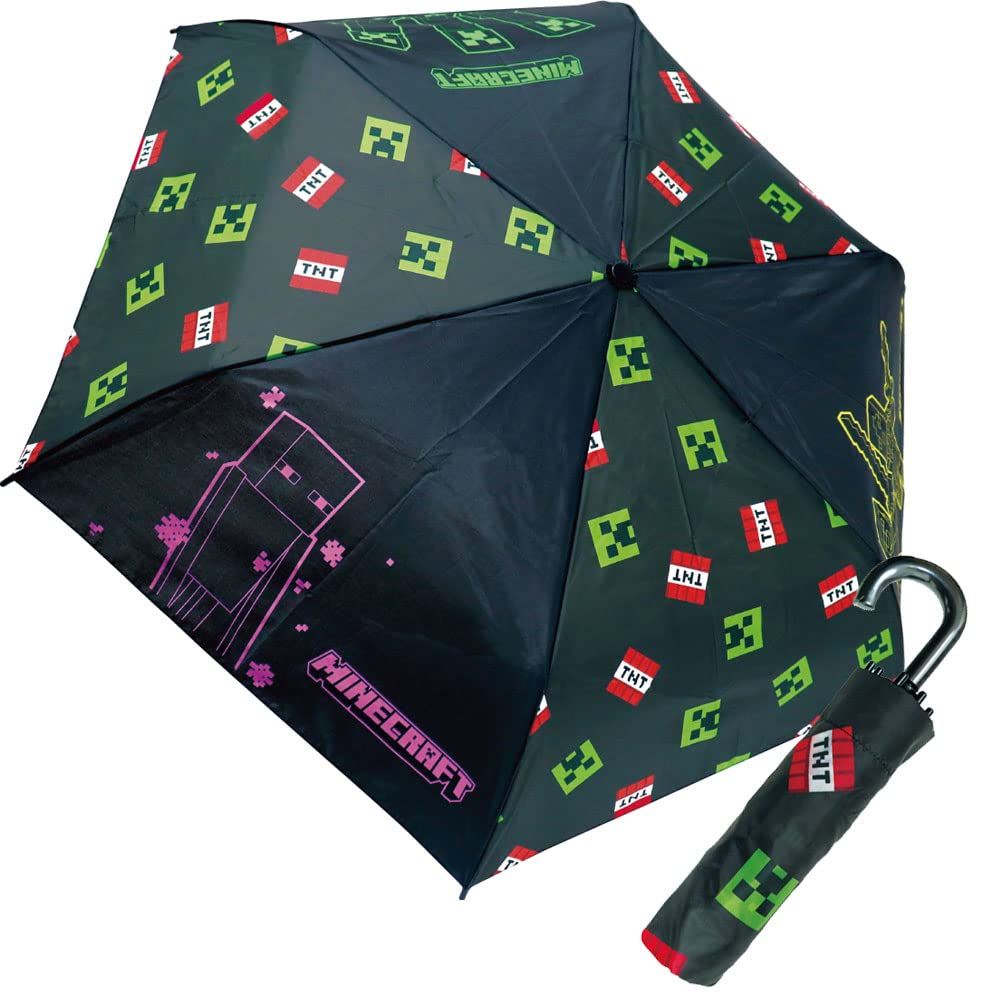 マインクラフト 90407-08(07/BK) キャラクター 折畳傘 53cm ゲーム GAME レイン 雨 アンブレラ 梅雨 服飾 グッズ 通勤 通学 通園 ギフト プレゼント [07/BK]