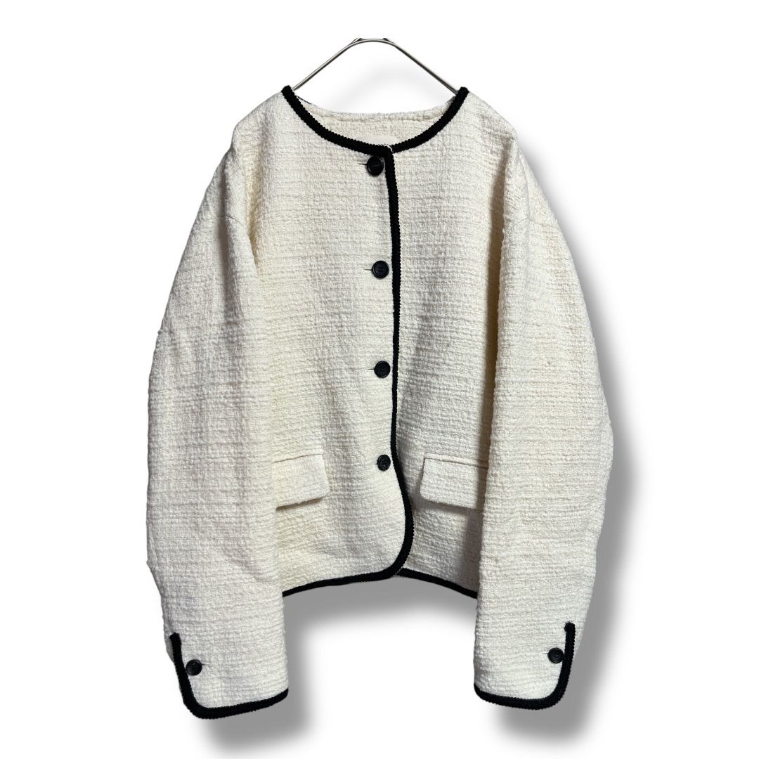 DES PRES ループヤーンドビー ノーカラージャケット フリーサイズ ウール セール】 ループヤーンドビー ノーカラージャケット （ノー