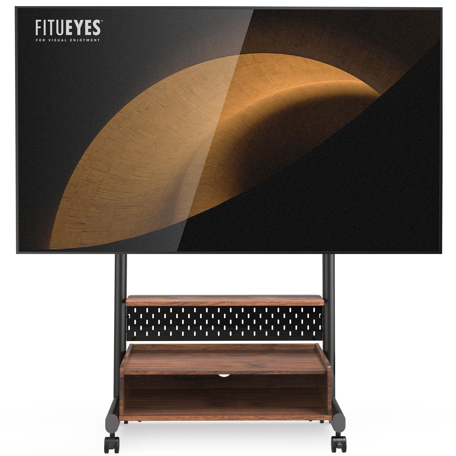 テレビスタンド Kシリーズ テレビ台 マウント付き 40～85インチテレビ対応 耐荷重60kg 有孔ボード付き FITUEYES 高さ調節 大容量収納 安定性よい 木製 ウォールナット K-A207201WD