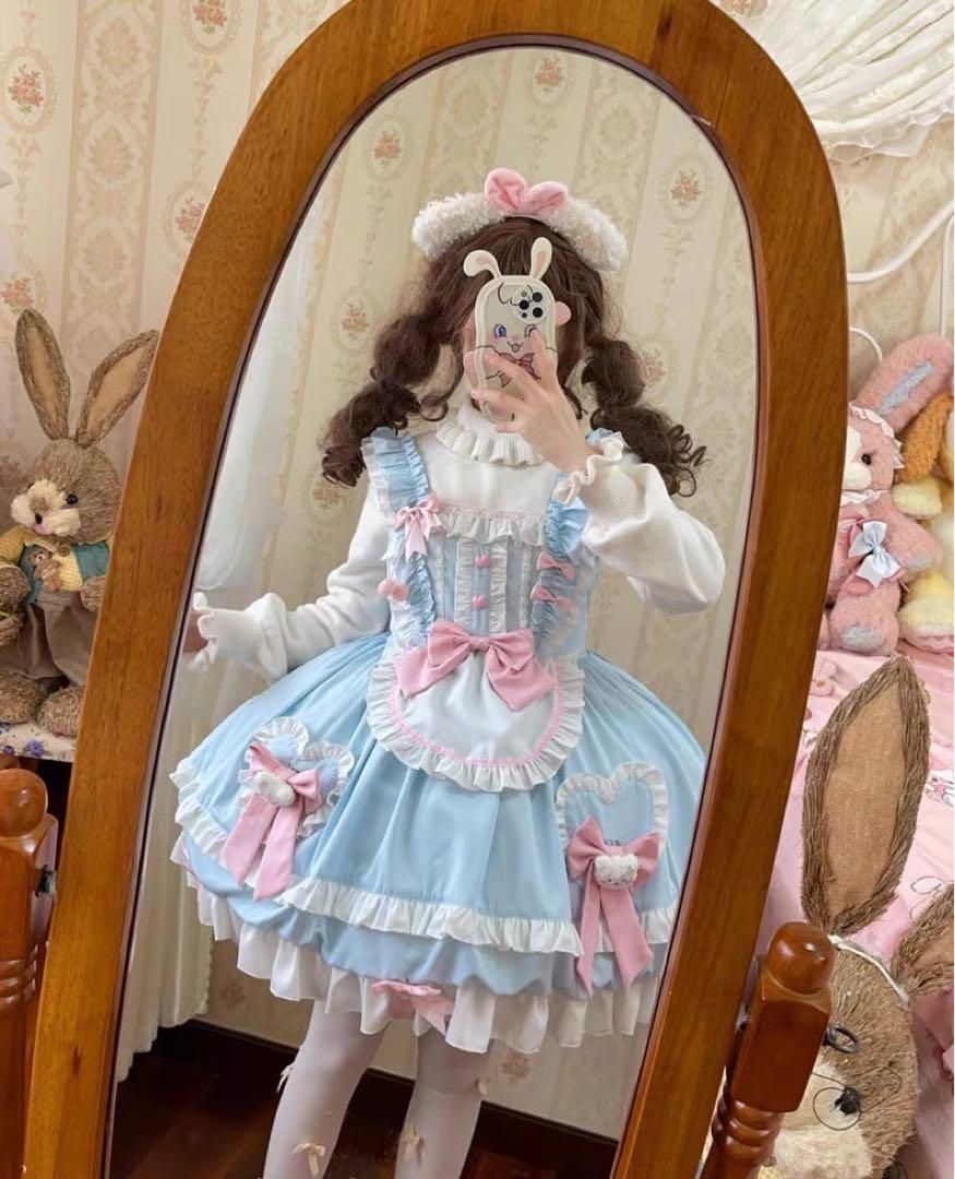 ♥ うさぎのしっぽ付きリボンが可愛いロリータワンピース