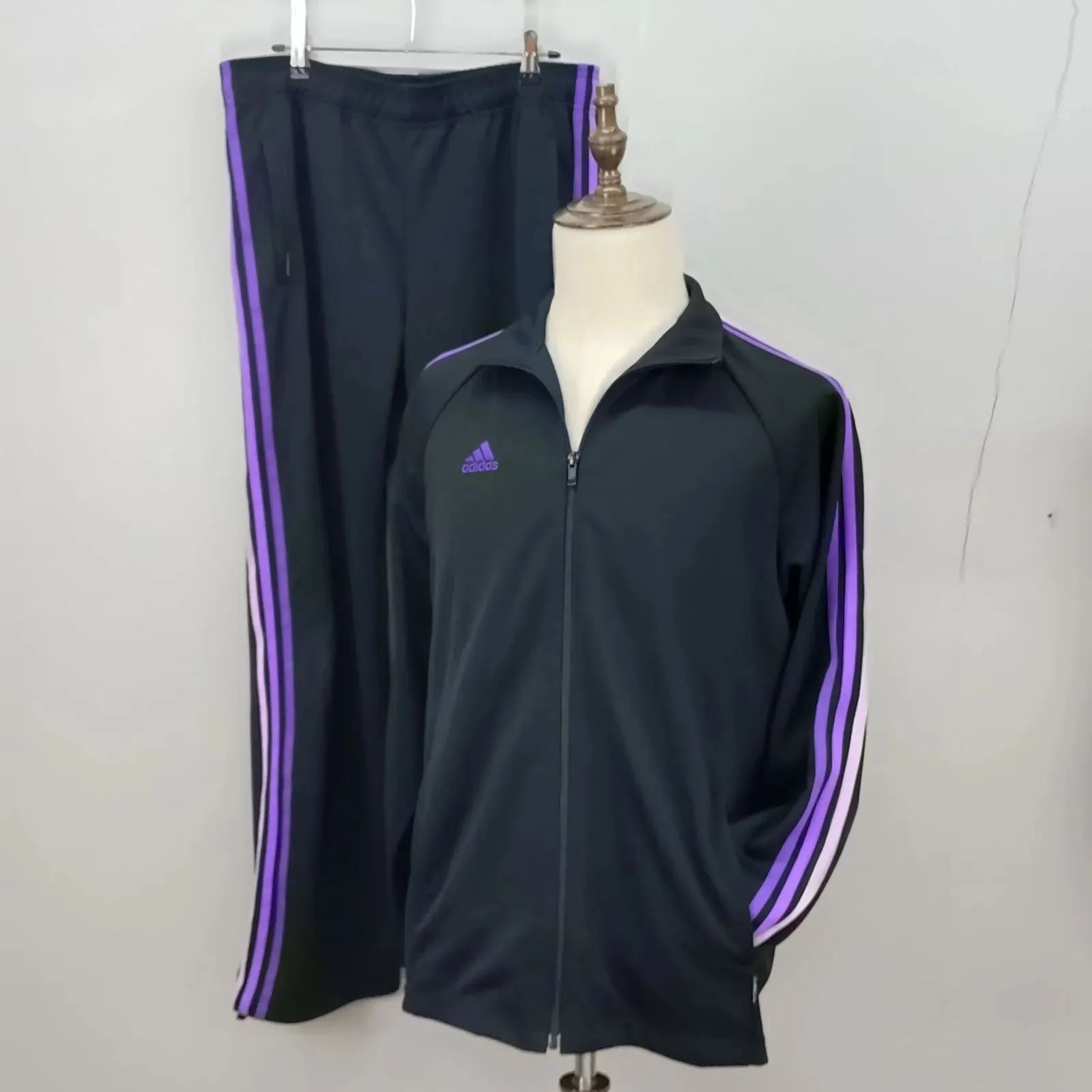 adidas L サイズ トラックジャケット ジャージ トレーニングウェア 上下セット CLIMALITE クライマライト ブラック パープル アディダス