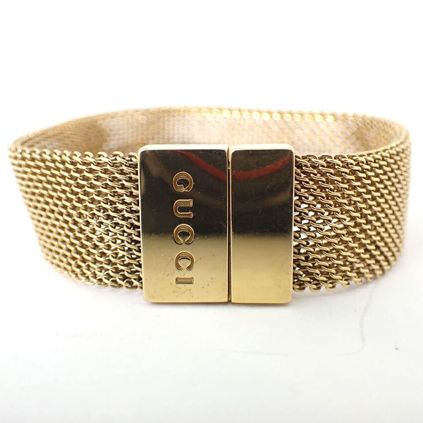 GUCCI メッシュブレスレット チェーン付き GUCCI - 極美品 グッチ オーバル チェーン プレート