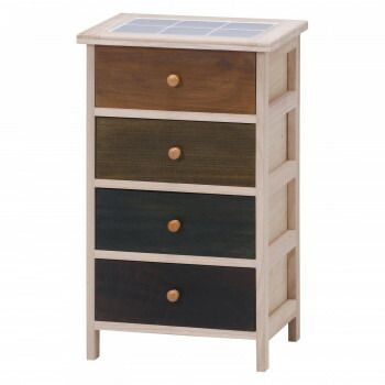 不二貿易 C D 39624 桐製 マルチカラフル4段ボックス シンクエ 2 39624