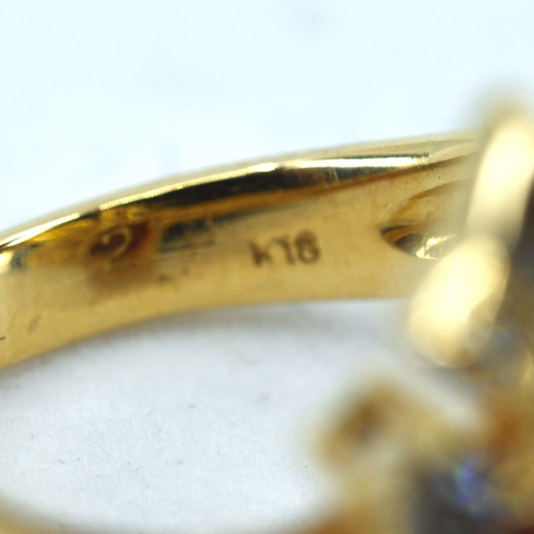 赤色石付きダイヤモンドリング