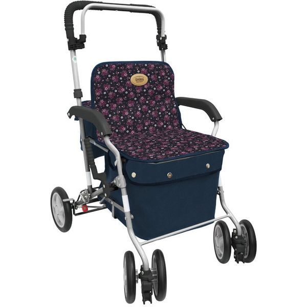 介護用ショッピングカート スワレル 花柄レッド ユーバ産業 介護用