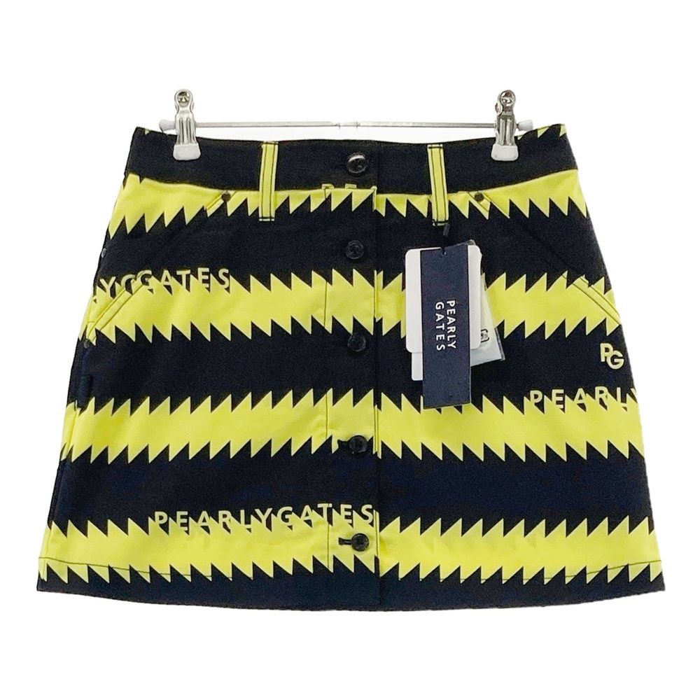 サイズ 0 PEARLY GATES パーリーゲイツ 055-2234608 ストレッチスカート ギザギザボーダー柄 ブラック系 240101535120 ゴルフウェア レディース ストスト