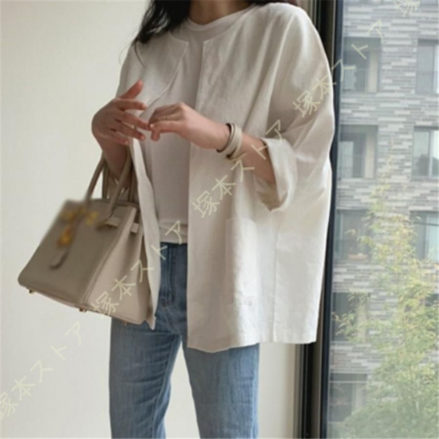  ブラウス レディース 長袖 シャツ オフィス ポケット おしゃれ 前開き ボタン カットソー裏地付 通勤 きれいめ ゆったり 綿とリネン トップス 春 夏 秋 大人 長袖 シャツ ブラウス