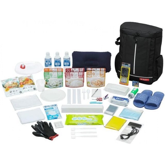 アイリスオーヤマ 防災セット 食品付き 1人用 40点 NBS1-40 防災士監修 簡易トイレ ウォータータンク 避難リュック 防災 非常用持ち出し袋