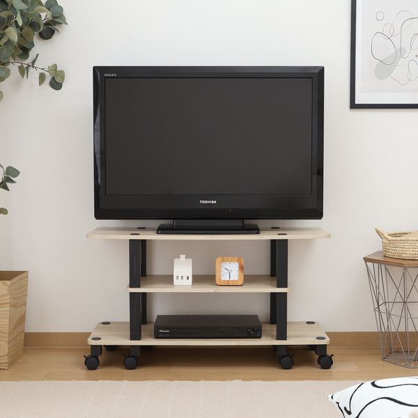 TV台(キャスター付) オーク 組立品【代引不可】 組立品代引 オークホワイト テレビ台 幅60cm 組立品代引不可 幅120cm・天然木ホワイトオーク製・引き戸式テレビボード