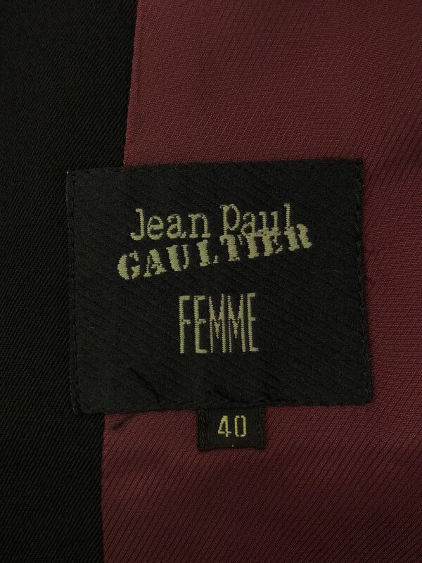 JEAN PAUL GAULTIER FEMME ジャンポールゴルチェ フェム フロントプリーツウールテーラードジャケット ブラック 40