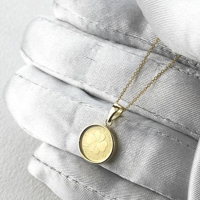 2025年限定品 ネックレス 24金 K24 クローバー 四つ葉ペンダントトップ