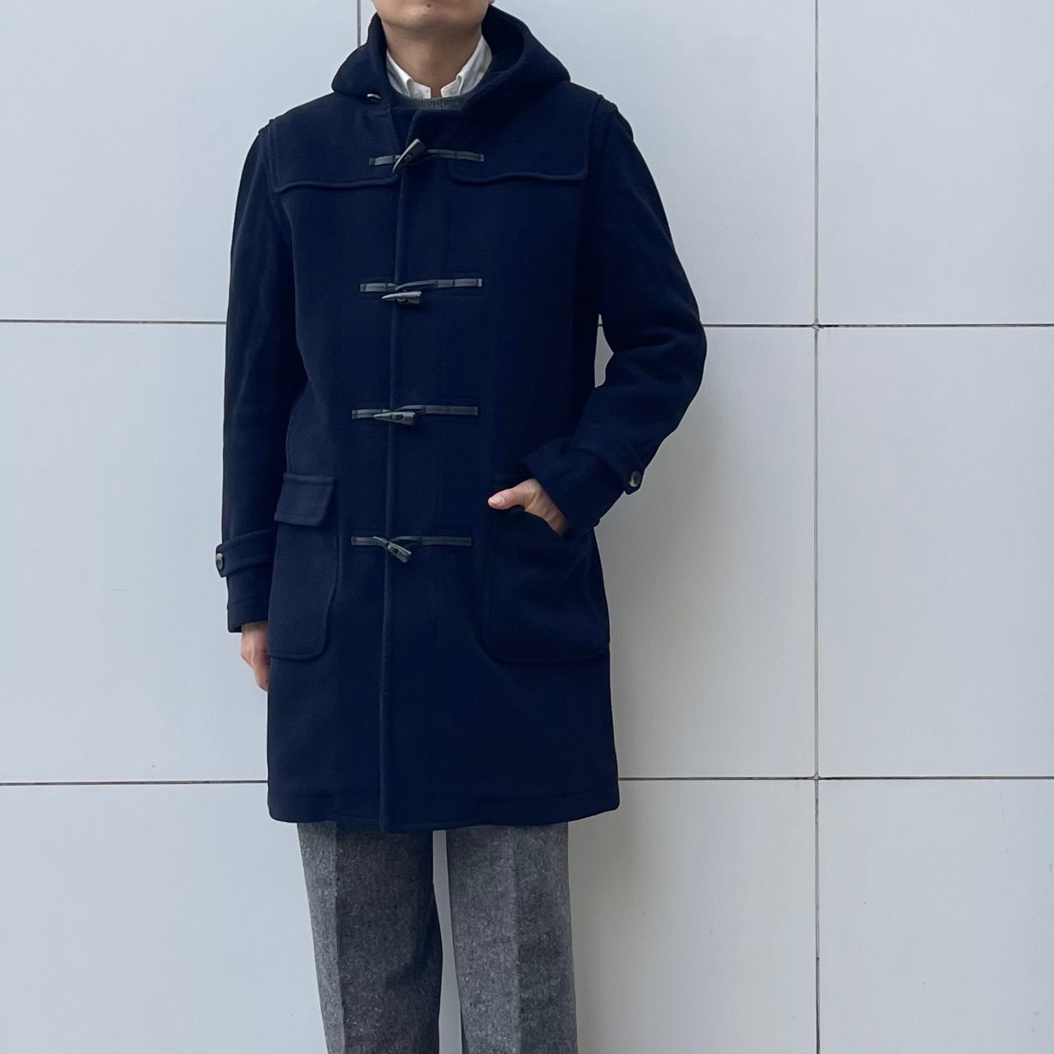 GRENFELL / ウール ヘリンボーン パイルカット ダッフルコート