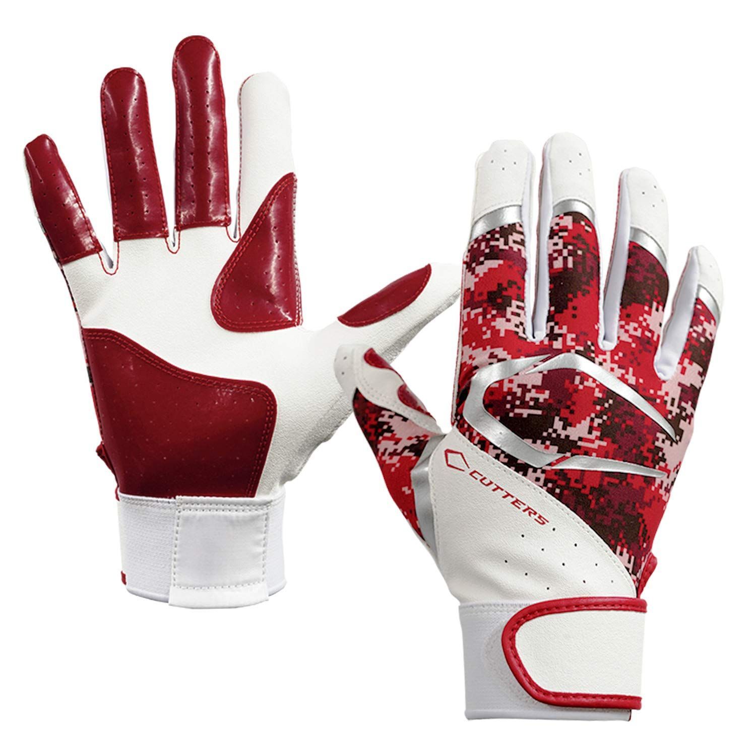 レッドカモ_XL カッターズ (CUTTERS) バッティング グローブ 手袋 B442 パワーコントロール3.0 グリップ 両手用 野球 ソフトボール XL レッドカモ