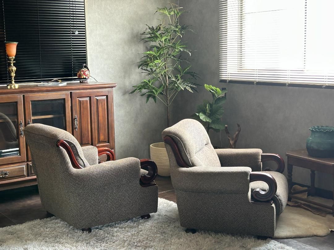 レトロ　ヴィンテージ　ミッドセンチュリー　一人用　アームソファ　2脚 IR レトロ ヴィンテージ ミッドセンチュリー 一人用 アームソファ 2脚 IR