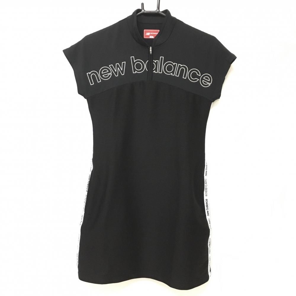 美品】ニューバランスゴルフ 半袖ワンピース 黒×白 サイドロゴライン