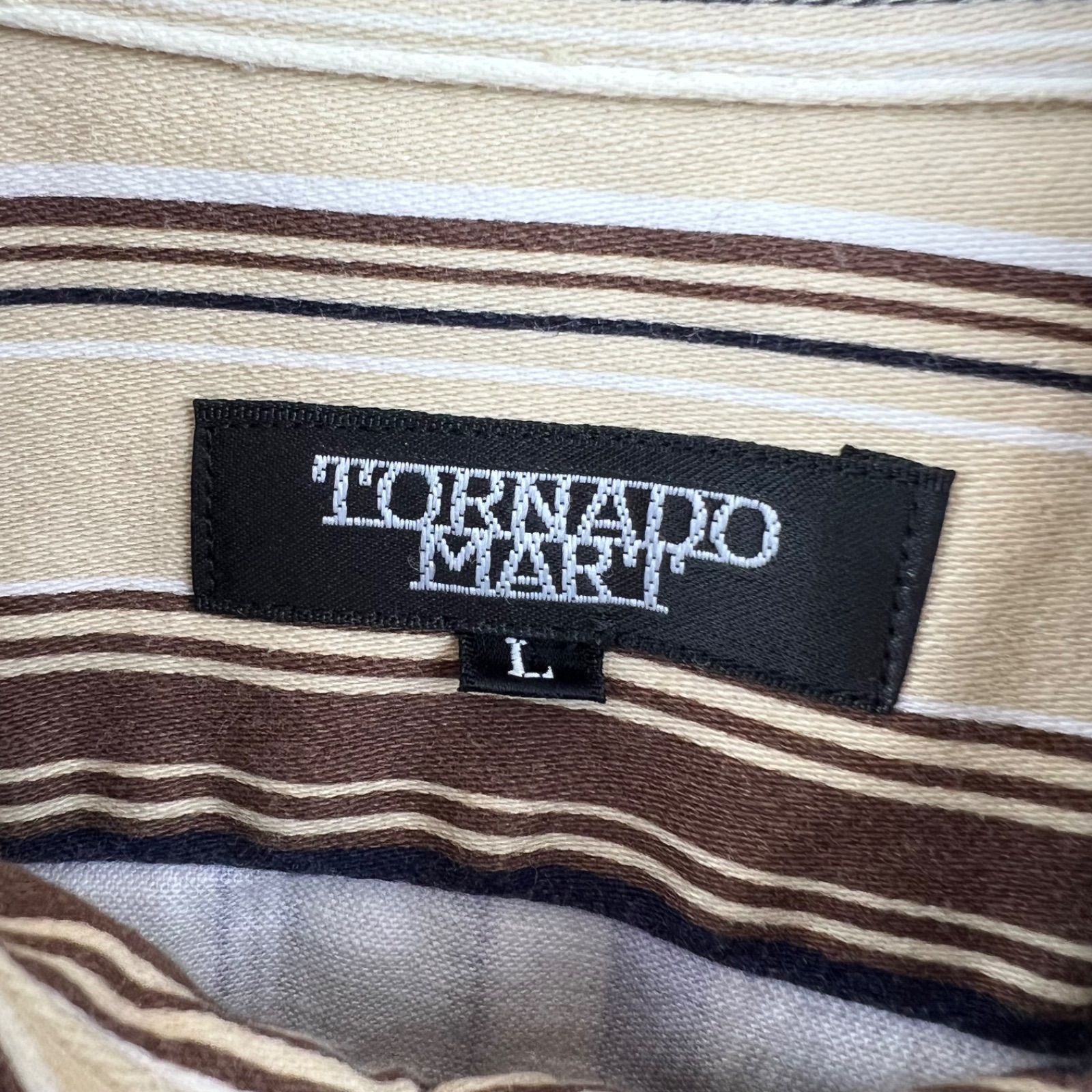 TORNADO MART 00s y2k stretch stripes L/S shirts L トルネード