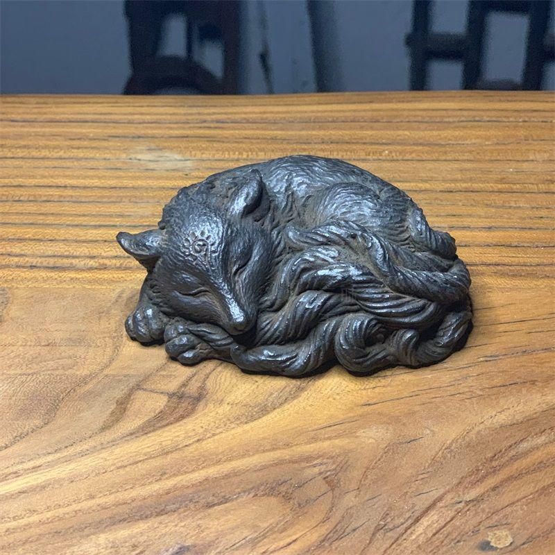 彫刻 九尾狐 禅意 茶道茶寵 文鎮 書道具 茶道具 装飾品 工芸品 置物 石彫刻 石像 九尾狐 茶道具 茶寵 装飾品 工芸品 美術品 置物