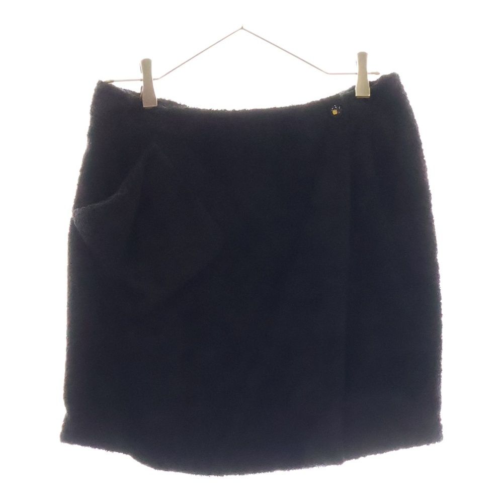 CHANEL シャネル VINTAGE ココボタン パイル地 ポケット付きスカート ブラック レディース 22494