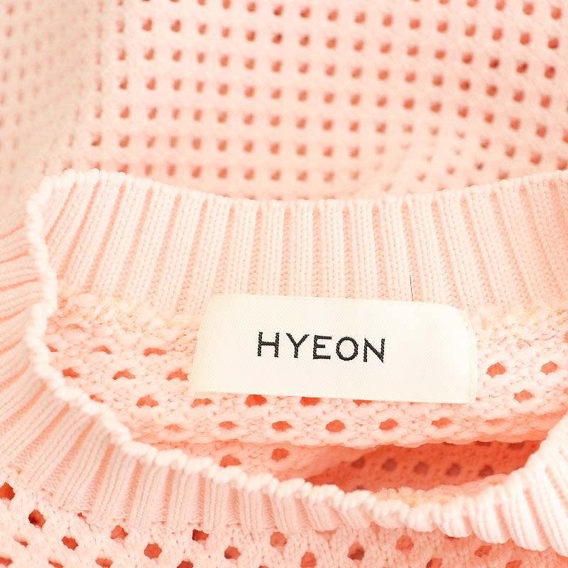 HYEONヘヨン　アップルパイニット　ピンク　ラメ ヘヨン HYEON アップルパイニット セーター 五分袖 パンチング