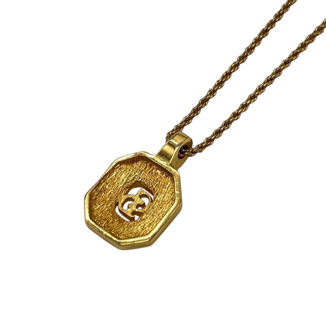 Christian Dior クリスチャンディオール ネックレス ラインストーン 黒石 スクエア CDロゴ ゴールド