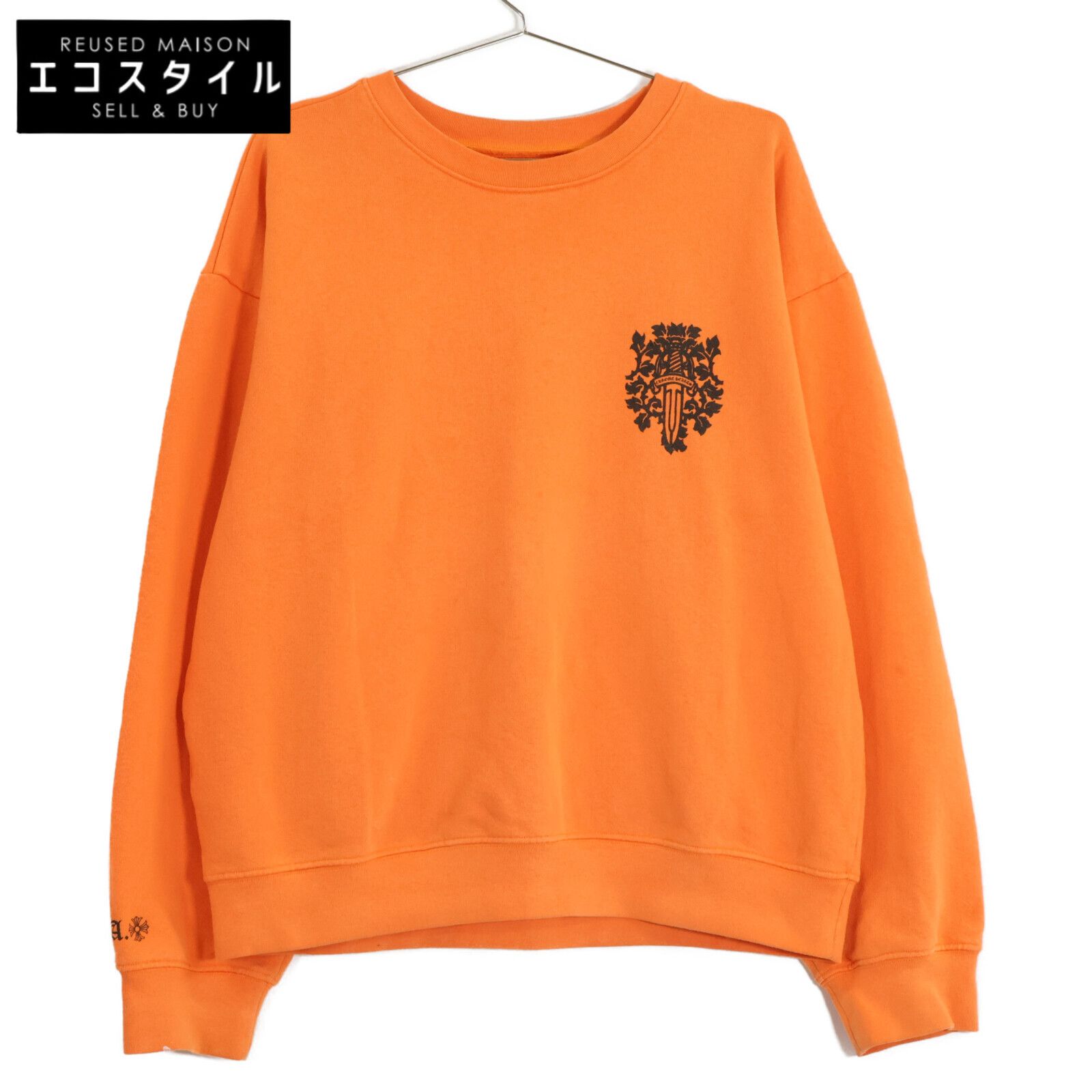 Chrome Hearts クロムハーツ 2212-304-0463 オレンジ コットン Vine Dagger ダガープリントスウェット L