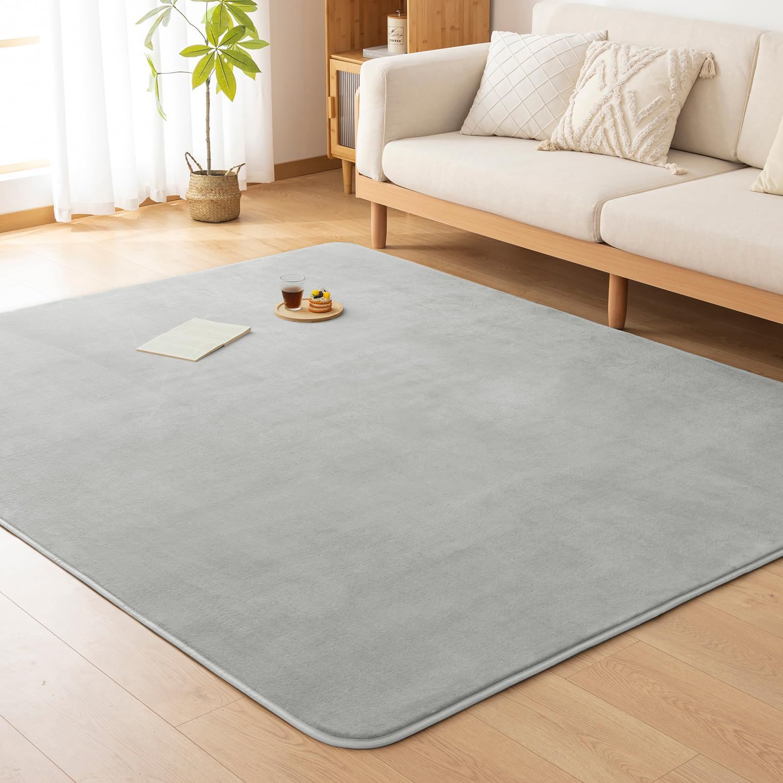 Housecover カーペット ラグ 低反発 ラグマット 厚手 15mm 絨毯 防音 200×300cm 約4.5畳 滑り止め付 防ダニ 抗菌 防臭 地毯 オールシーズン快適 床暖房 ホットカーペット対応 じゅうたん リビングマット グレー