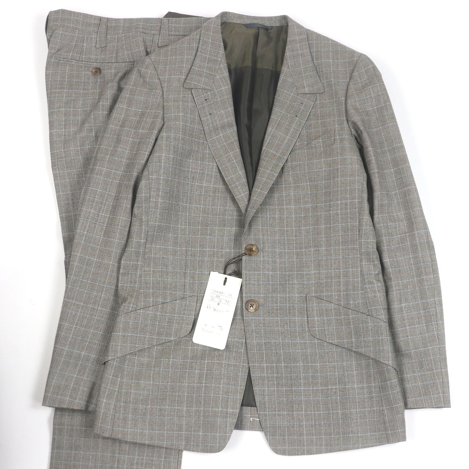 □PAUL SMITH COLLECTION ポールスミス ウール チェック柄 シングルスーツ ブラウン系 M メンズ