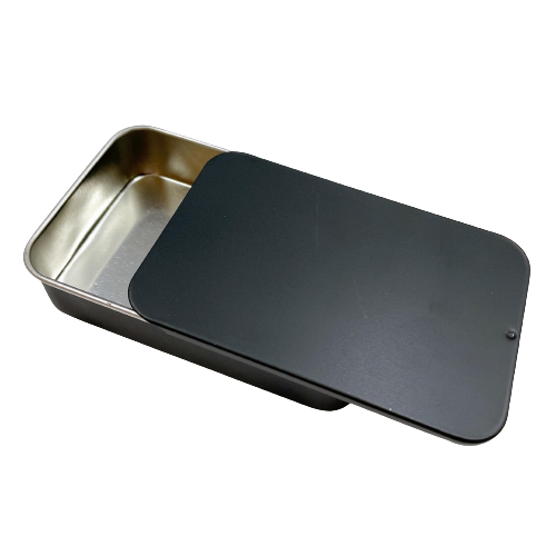 【 スライドケース 】 60mm×92mm×20mm ブラック スライド式 タブレット ブリキ缶 ケース 小物入れ 携帯用 長方形 コンテナ