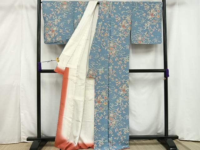 平和屋着物●上質な小紋　紬地　変わり間道　正絹　逸品　未使用　DAAV1103tw 平和屋着物○上質な小紋 紬地 変わり間道 正絹 逸品 未使用