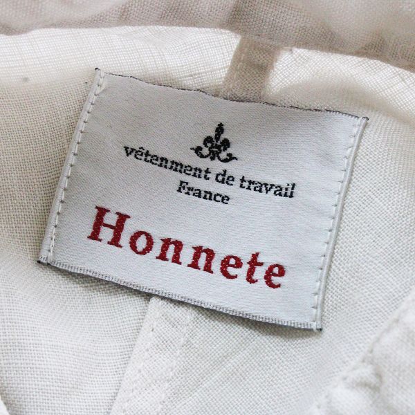 Honnete オネット リネン バンドカラー ギャザー シャツワンピース