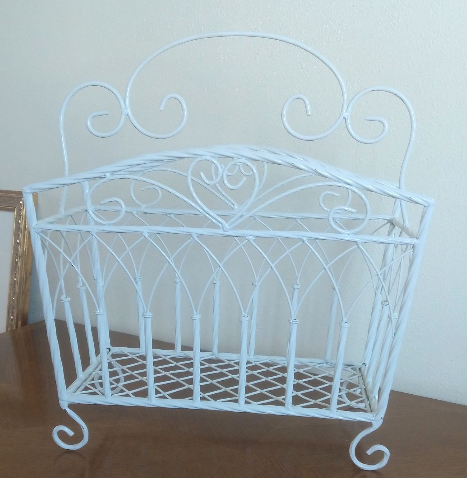 ローラアシュレイ アイアンマガジンラック ホワイト アンティーク