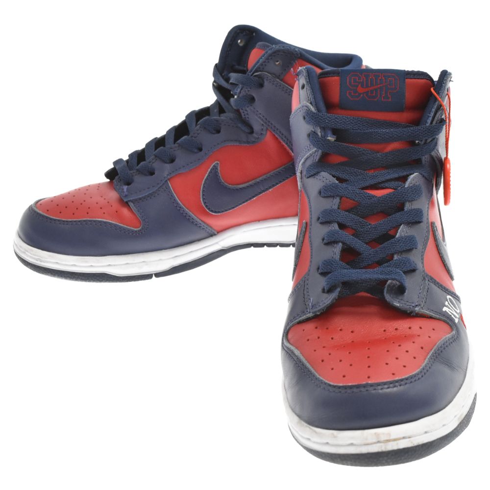 NIKE SB ナイキエスビー 22SS×Supreme DUNK HIGH BY ANY MEANS×シュプリーム ダンク ハイカットスニーカー ネイビー/レッド US8/26cm DN3741-600