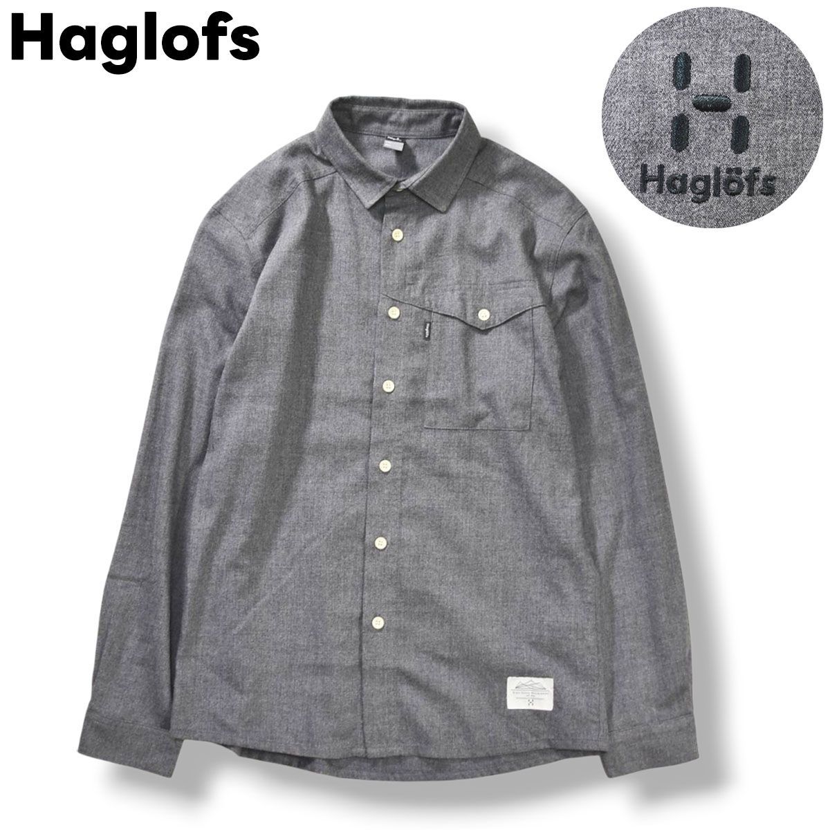 ホグロフス Haglofs ビョーン ロングスリーブ シャツ BJORN LS SHIRT フランネル シングルポケット ラウンドヘム S グレー アウトドア カジュアル ウェア タウンユース レジャー メンズ