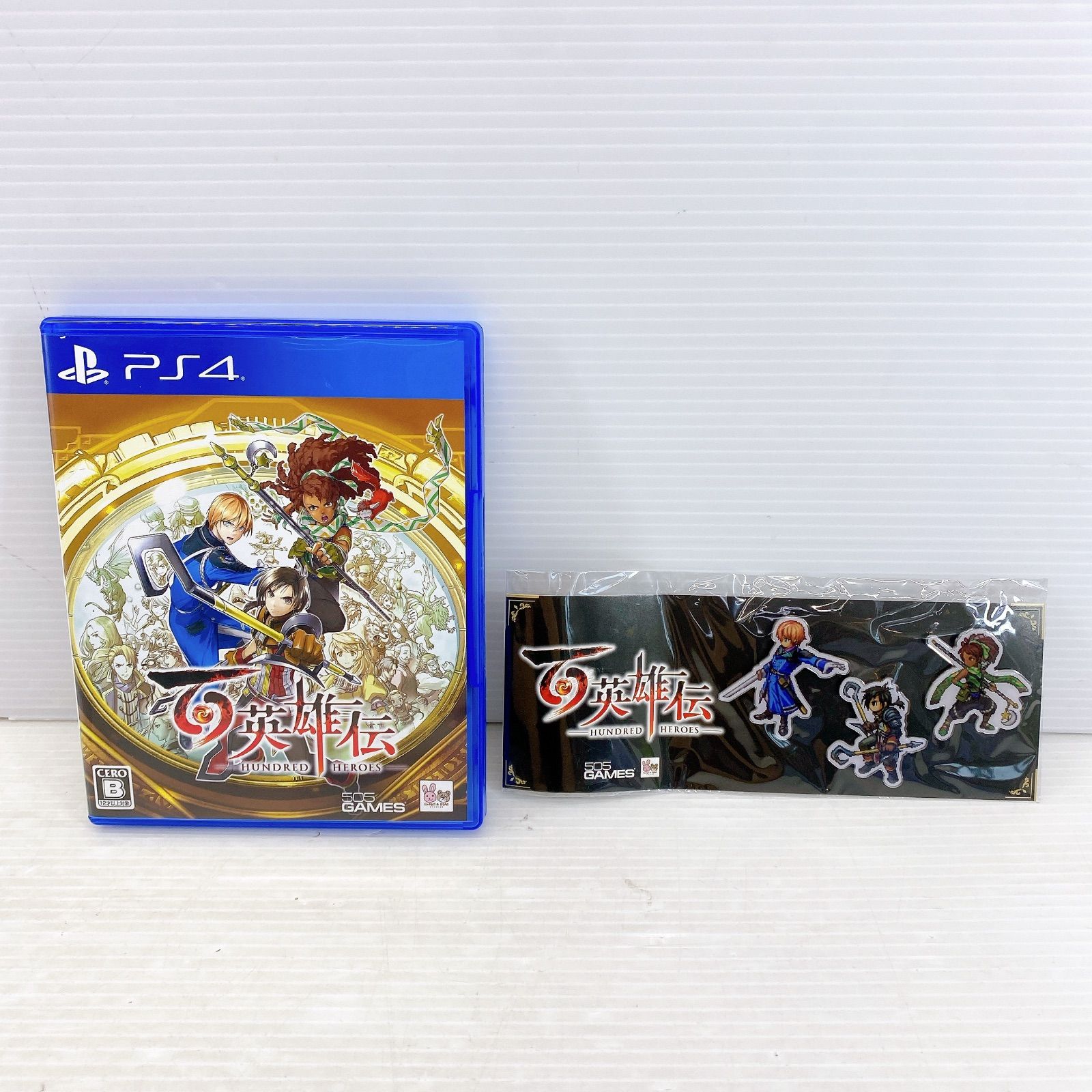 ◇PS4 百英雄伝 ソフト ケース付き 初回特典キャラクターピンズセット 