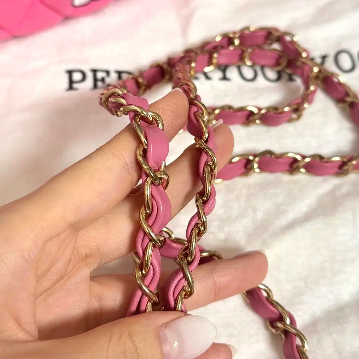 ピンク キルティングバッグ