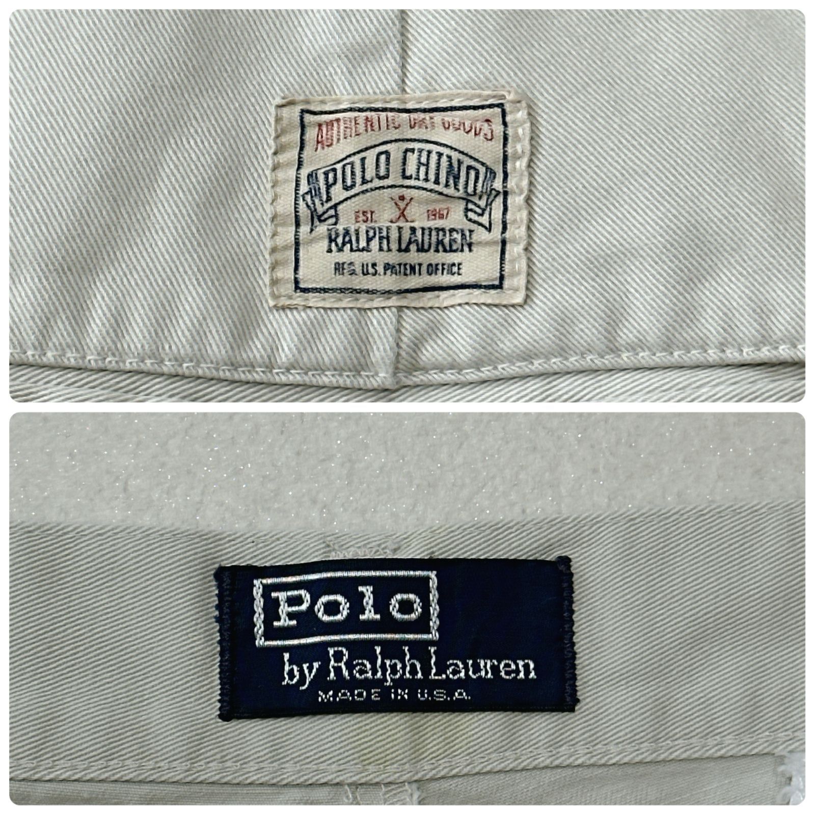 Polo RalphLauren ポロチノ 2タック ワイド 初期ボックスロゴ 90s USA製 ラルフローレン ツータック ポロチノ ボックスロゴ 旧