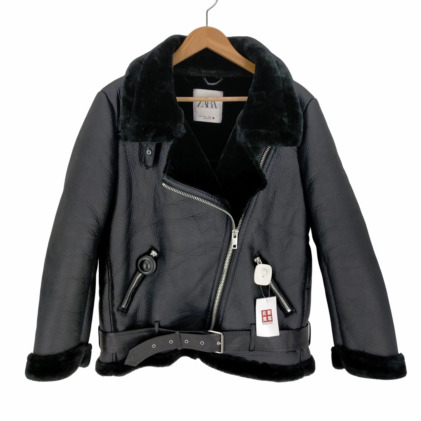 【極美品】ZARA ムートン ダブルライダース　ボア　ブラック　Lサイズ 極美品】ZARA ムートン ダブルライダース ボア ブラック Lサイズ
