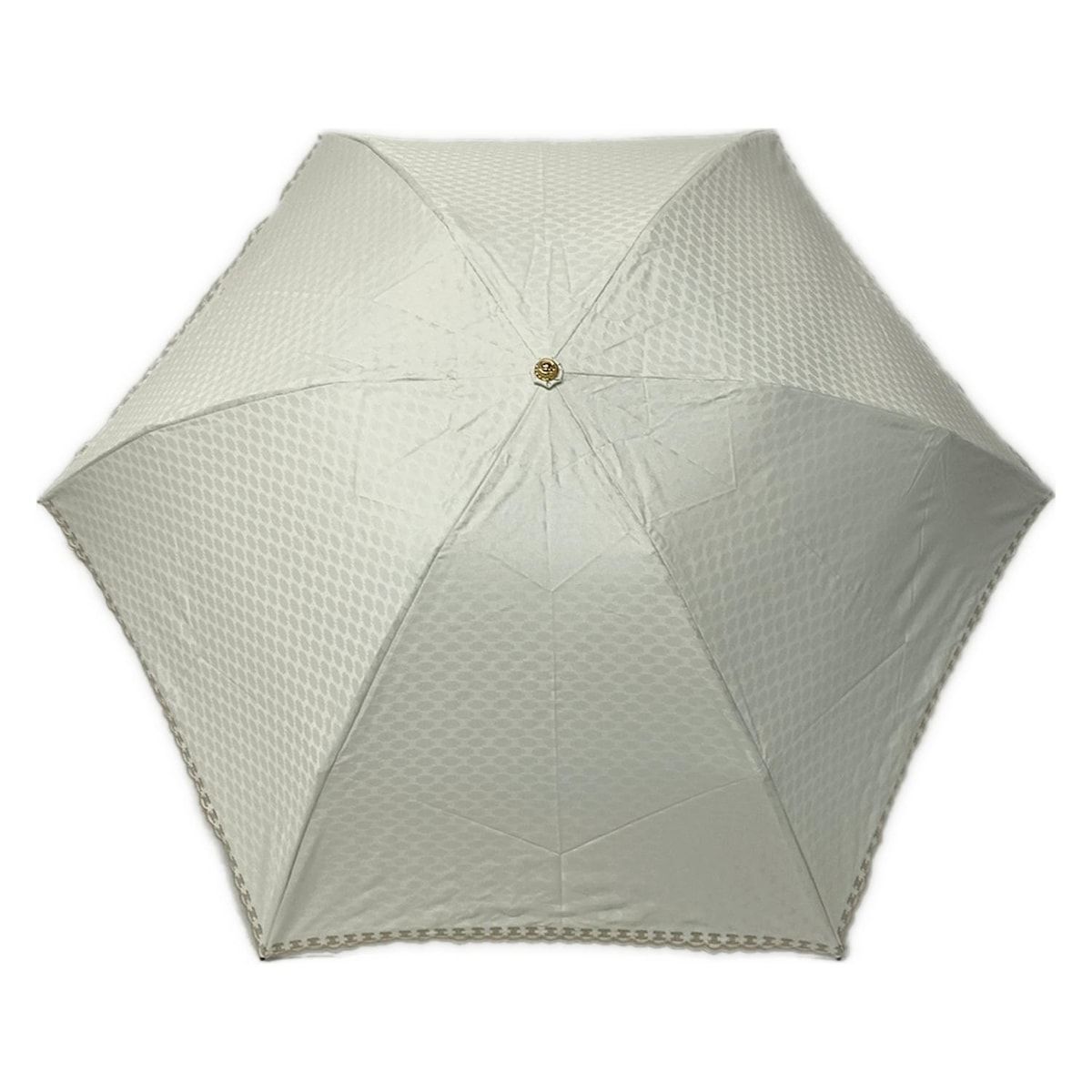 CELINE セリーヌ 折りたたみ傘 - ライトグリーン×ゴールド マカダム柄