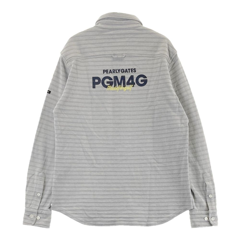 サイズ 4 PEARLY GATES パーリーゲイツ 長袖ポロシャツ ボタンダウン ボーダー柄 グレー系 240101486537 ゴルフウェア メンズ ストスト
