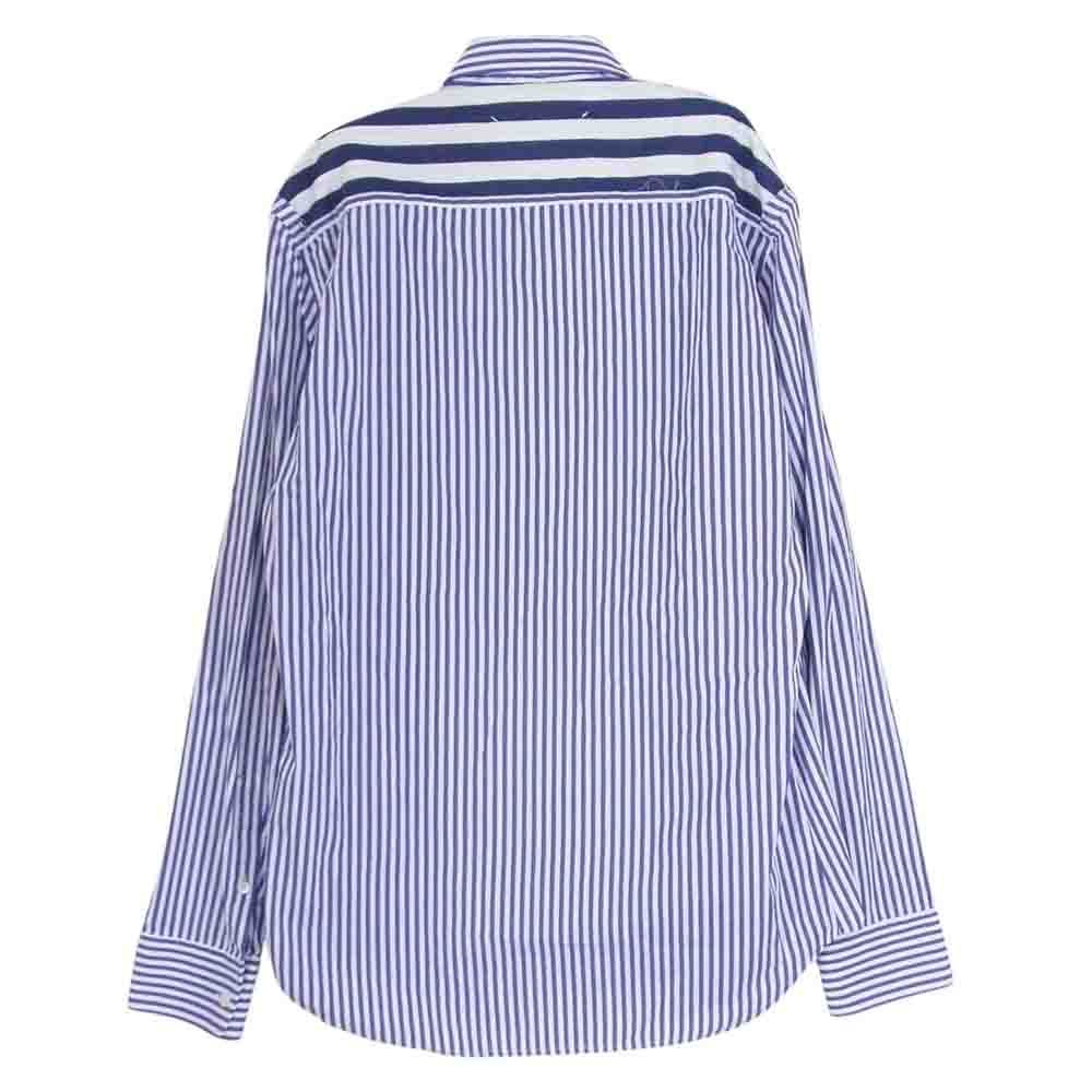 メゾンマルジェラ　19SS コンボ ストライプ シャツ　ブルー系　39（M～L) MAISON MARGIELA メゾンマルジェラ 19SS S50DL0383 COMBO STRIPE