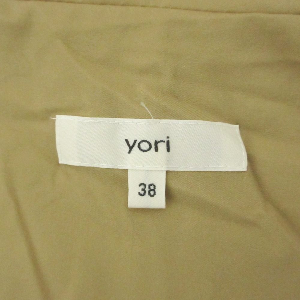 美品 yori ヨリ キルティング フーデッド ロングコート 38 ベージュ  