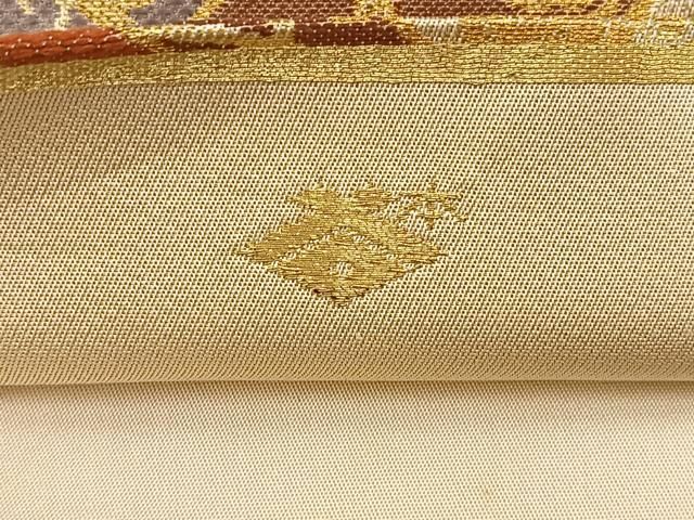 平和屋着物◎西陣の名門 本家加納 六通柄袋帯 花鳥文 金糸 正絹