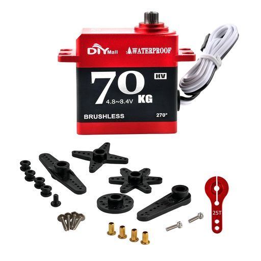 DIYmall70kgデジタルサーボ防水高トルクブラシレスモータースチールギアサーボ25Tメタルホーン付き1 81 10RCカー ロボット ボート 飛行機用 270度