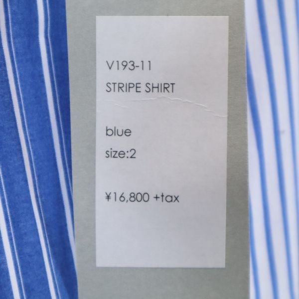 新品 バースト222 19ss ストライプ 長袖 シャツ 2 ブルー vast222 日本