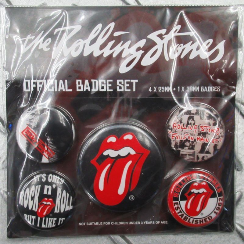 オフィシャル バンド缶バッジ ROLLING STONES Classic 5個セット [8js