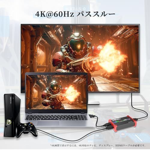 レッド Basicolor キャプチャーボード HDMI 4K 60FPSパススルー YUY2