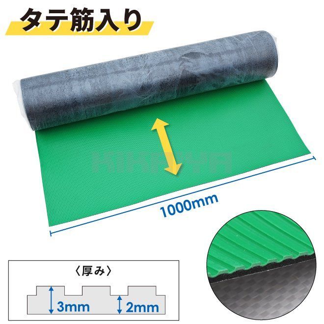 B山 ゴムマット 10m 厚み3mm 滑り止め 屋外 幅1m 筋入り タテ筋 防音 現場 養生 敷きゴム 滑り止め ラバーマット KIKAIYA【法人様に限り配送可能】