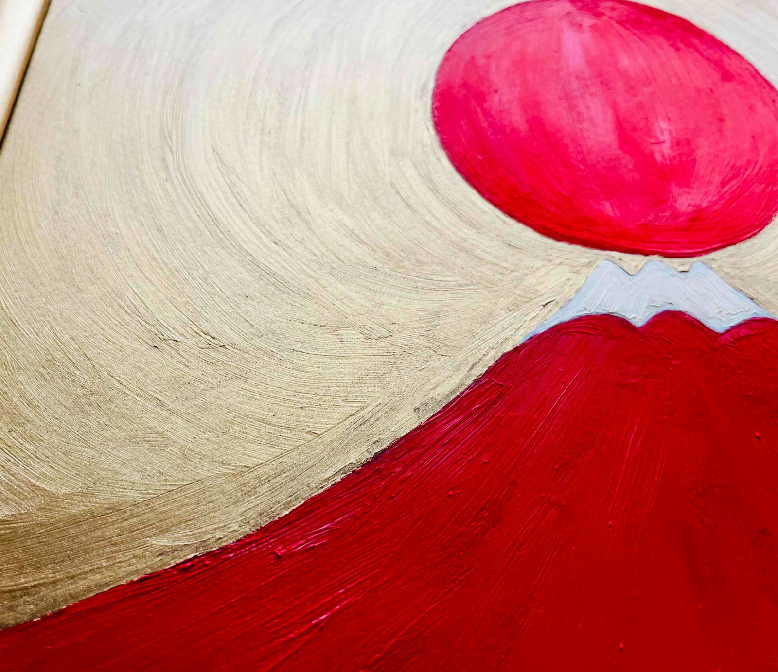 開運・活力アップ】「赤富士1」特大・油彩・額装・原画・風水