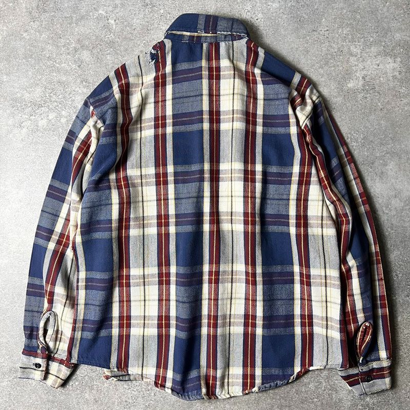 雰囲気系 70s 80s USA製 FIVE BROTHER チェック 長袖 ヘビー